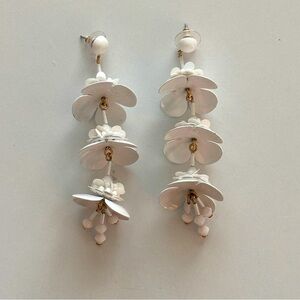 J. Crew White Tiered Flower Earrings